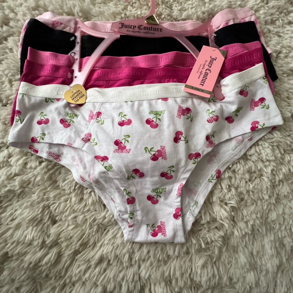 Juicy Couture Pink and Black 5pc Panty Set